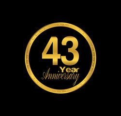Fototapeta premium 43 anniversary with black golden ring 