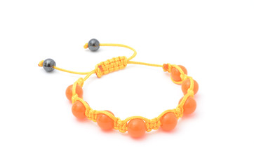 Bracelet with orange beads isolated