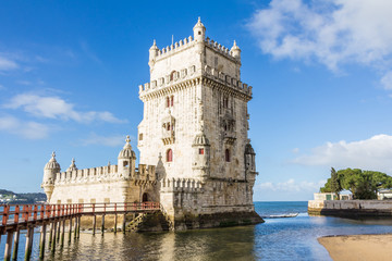 Fototapeta na wymiar Belem Tower on the Tagus River a famous landmark in in Lisbon Po
