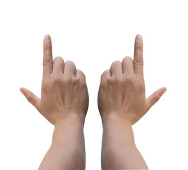 right and left hand Human hand point up with finger isolated on