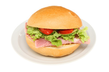 Ham roll on a plate