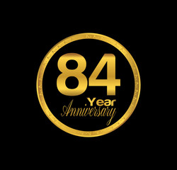 Naklejka premium 84 anniversary with black golden ring 