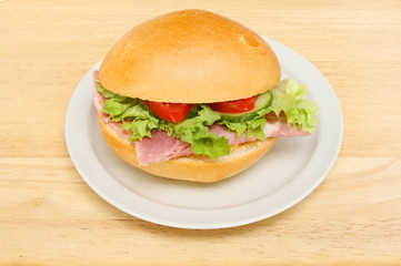 Ham salad roll on a table