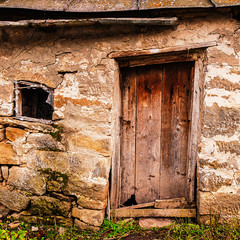 wall and wooden door