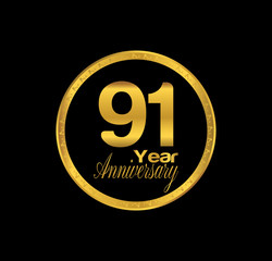 91 anniversary with black golden ring 