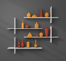 3d rendered bookshelves.