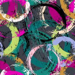 seamless background pattern, with circles, strokes and splashes