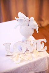 white wooden wedding sign love