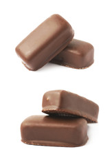 Chocolate coated candy bar isolated