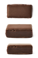 Chocolate coated candy bar isolated