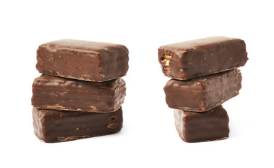Pile of chocolate candies isolated