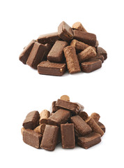 Pile of chocolate candies isolated