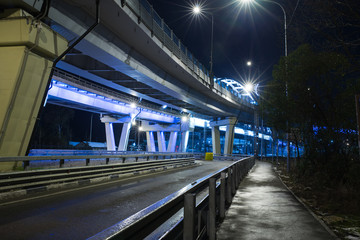 Bridge illuminated at night