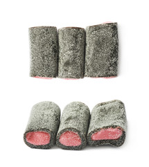 Black and pink candy isolated