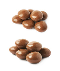 Chocolate glazed nut candy isolated
