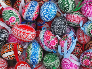 Fototapeta na wymiar Easter egg with traditional czech decorations.