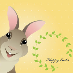 Greeting card with Easter rabbit. Funny bunny. Easter Bunny.