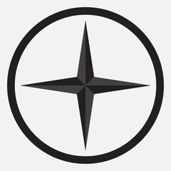 Compass star icon monochrome black white