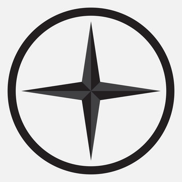 Compass star icon monochrome black white
