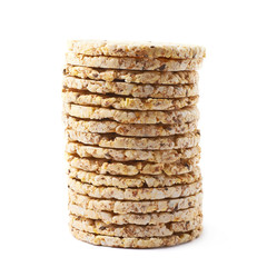 Pile of diet rice crackers isolated