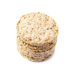 Pile of diet rice crackers isolated
