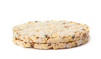 Pile of diet rice crackers isolated