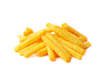 Cheese puff sticks isolated