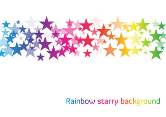 White background with line of stars in rainbow colors with diffe - 105789626