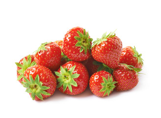 Pile of multiple strawberries isolated