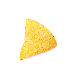 Single corn tortilla chip isolated
