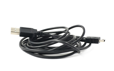 Folded USB adapter cable isolated