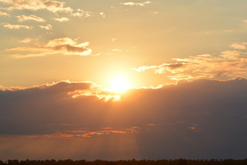 Fiery orange sunset sky. Beautiful sky.