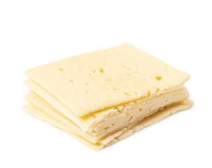 Pile of cheese slices isolated