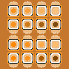 sushi pattern on color background flat style