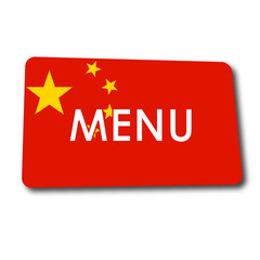 Icono plano MENU en rectangulo con bandera China y sombra