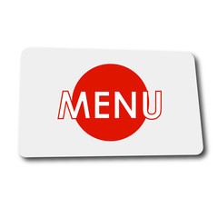 Icono plano MENU en rectangulo con badera Japon y sombra