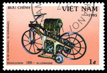 Fototapeta na wymiar Postage stamp. Motorcycle.