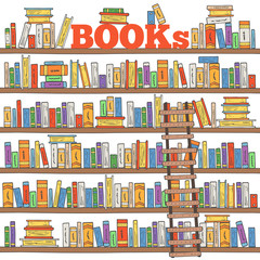 Hand drawn doodle books shelves collection.  © nadineveresk