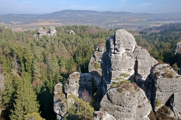 Obraz na płótnie Canvas Sandstone rocks near Hruba Skala in the Bohemia Paradise (Cesky raj), North Bohemia, Czech republic