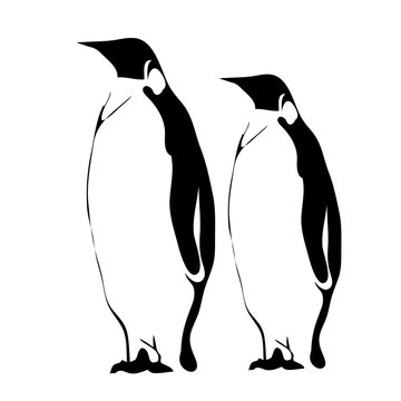 recommend clip art: Outline penguins vector image. Can be use for logo