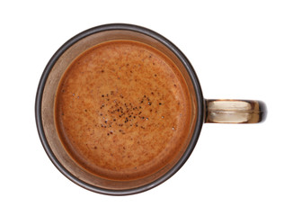 Coffee skin in a cup on a white background