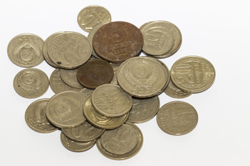 Metal money USSR times - five copecks, ten kopecks, fifty kopeck