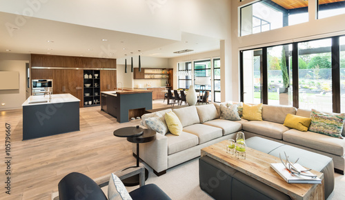 Beautiful Living Room Interior In New Luxury Home With View