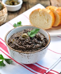 French cuisine - tapenade of olives, capers, anchovies and olive oil.