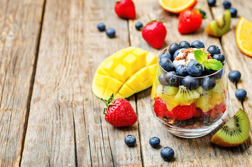 rainbow fruit granola and Greek yogurt parfait