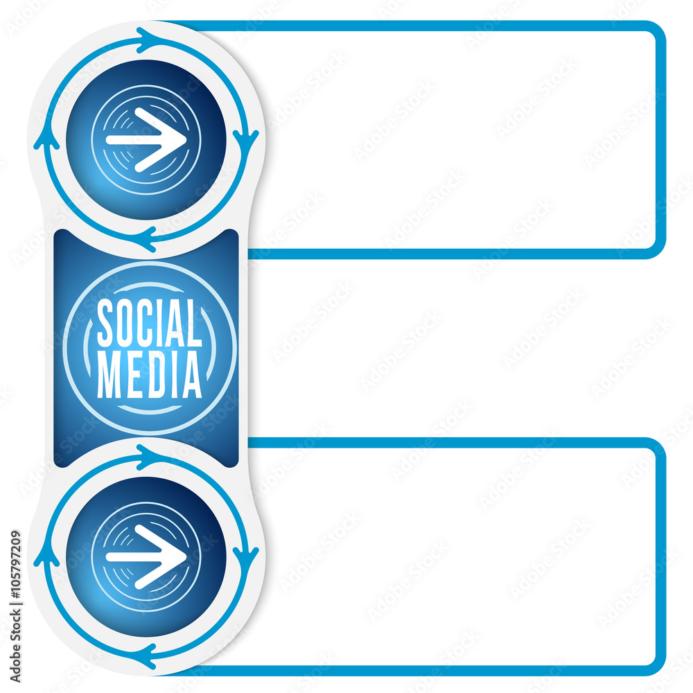 Aufkleber two circular connected boxes for your text and social icon and a