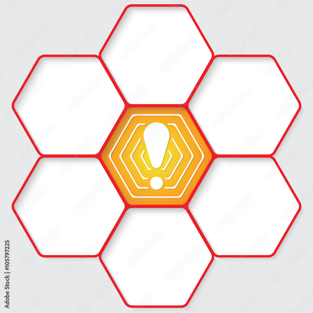 Poster set of five hexagons for your text and a exclamation mark