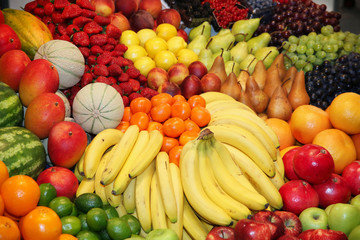 Big assortment of fresh organic fruits