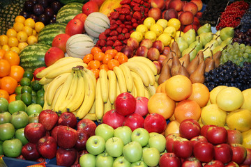 Naklejka na ściany i meble Big assortment of fresh organic fruits
