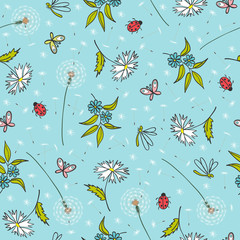 Fototapeta na wymiar gentle floral pattern with dandelions